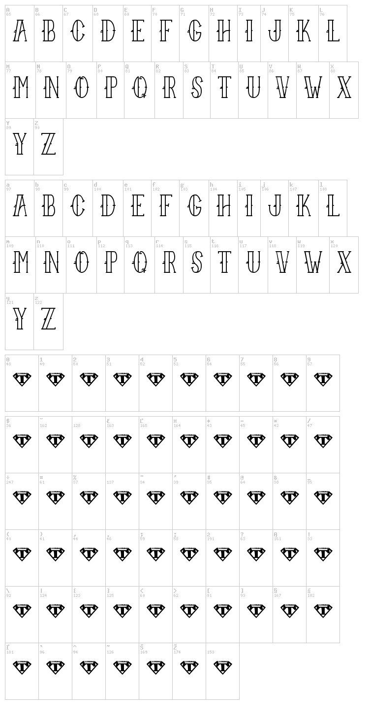 Sailor Larry font map